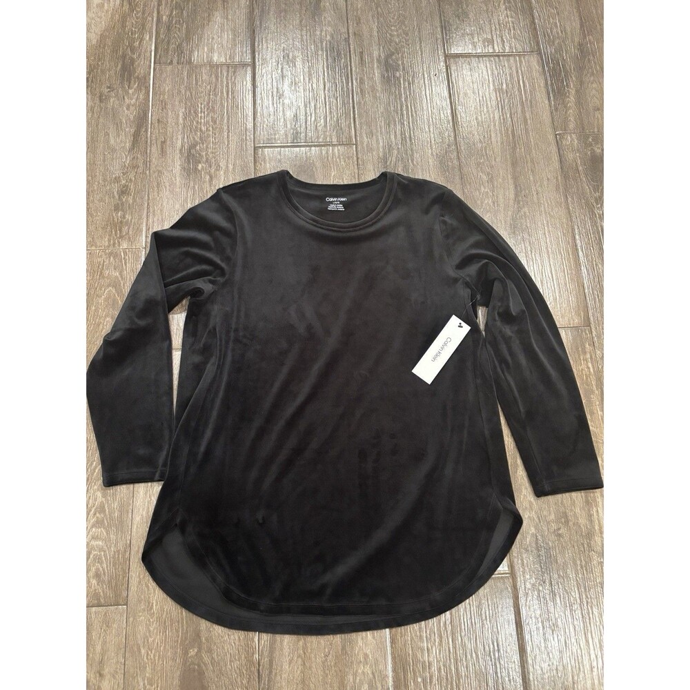 Women’s Calvin Klein Black‎ Velvet Long Line Top NWT